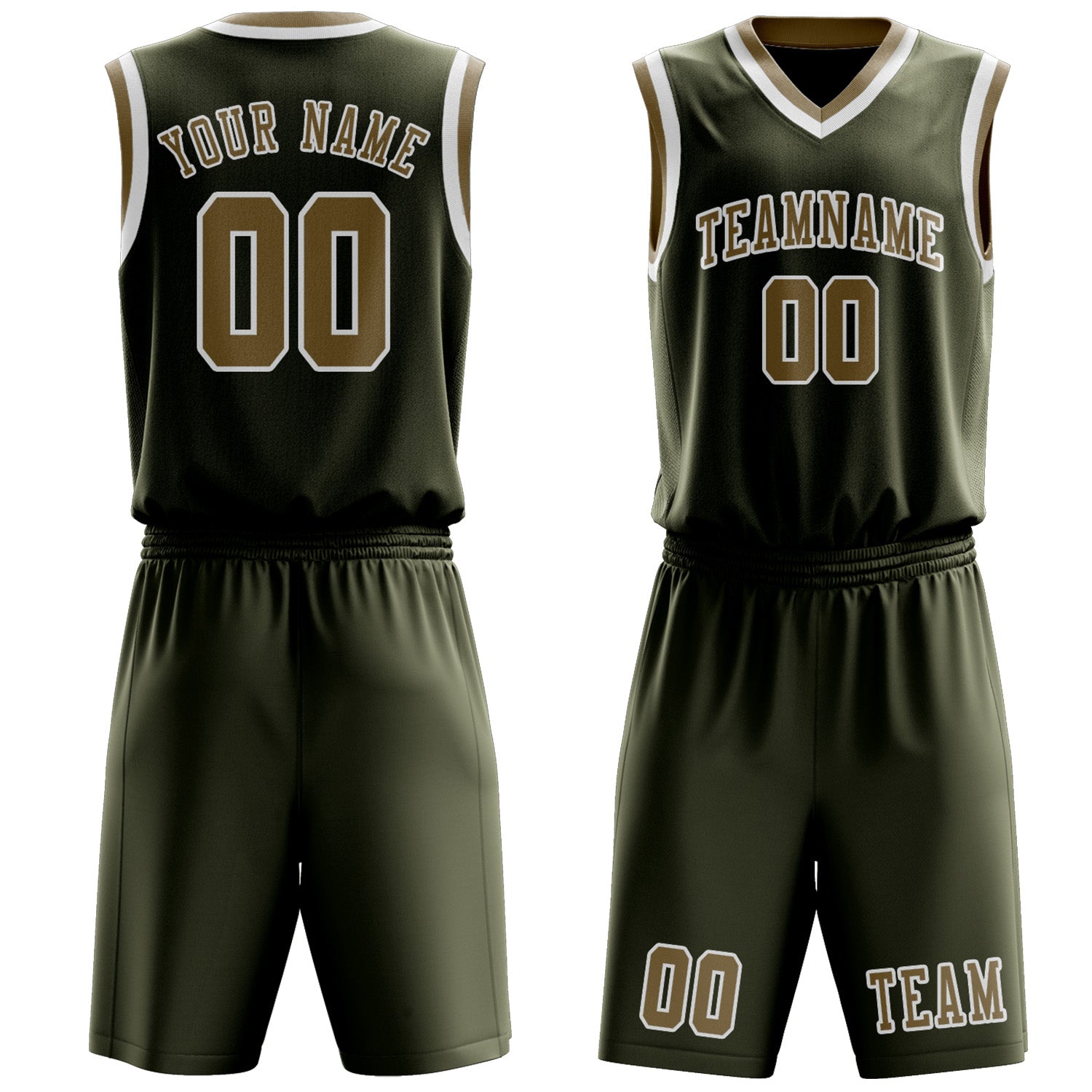 Custom Olive Light Khaki Basketball Set