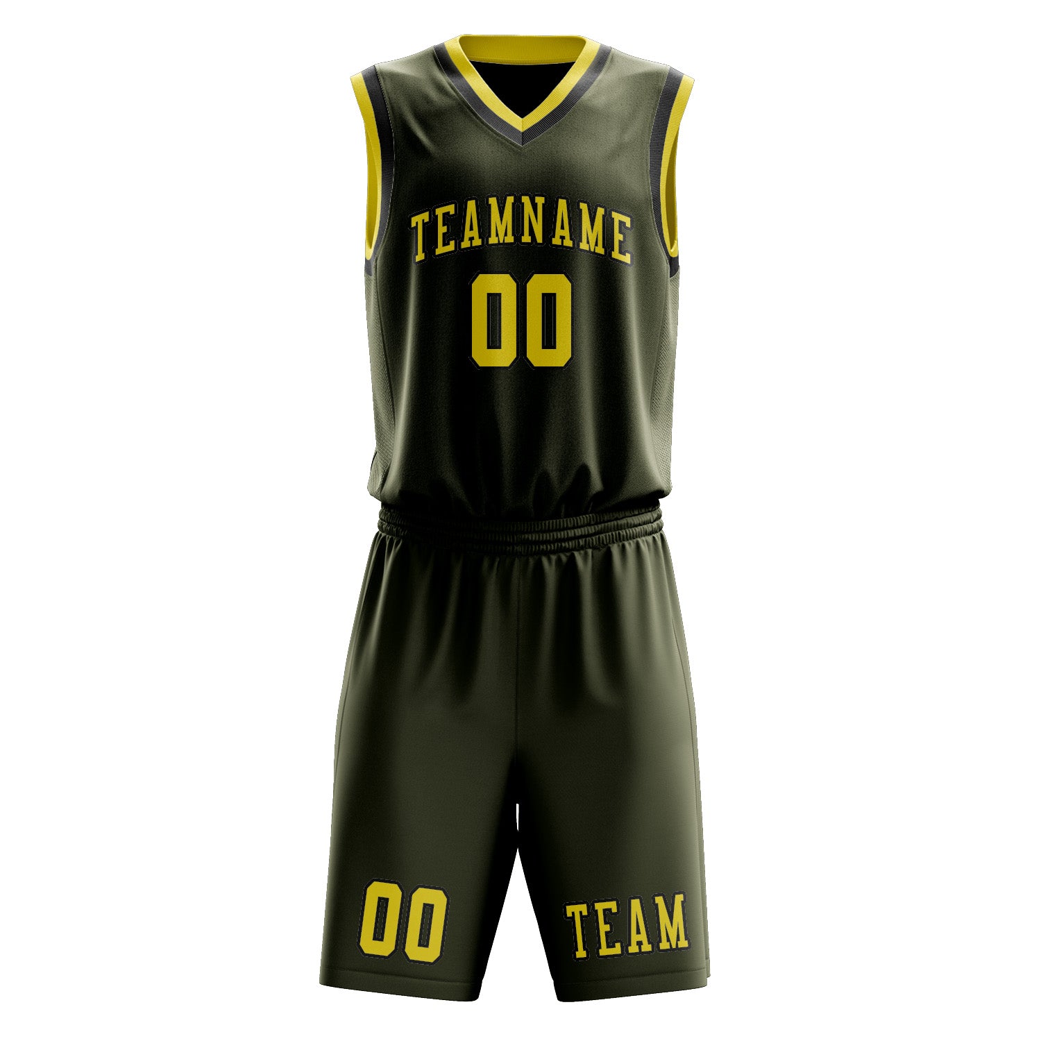 Custom Olive Light Yellow Basketball Set