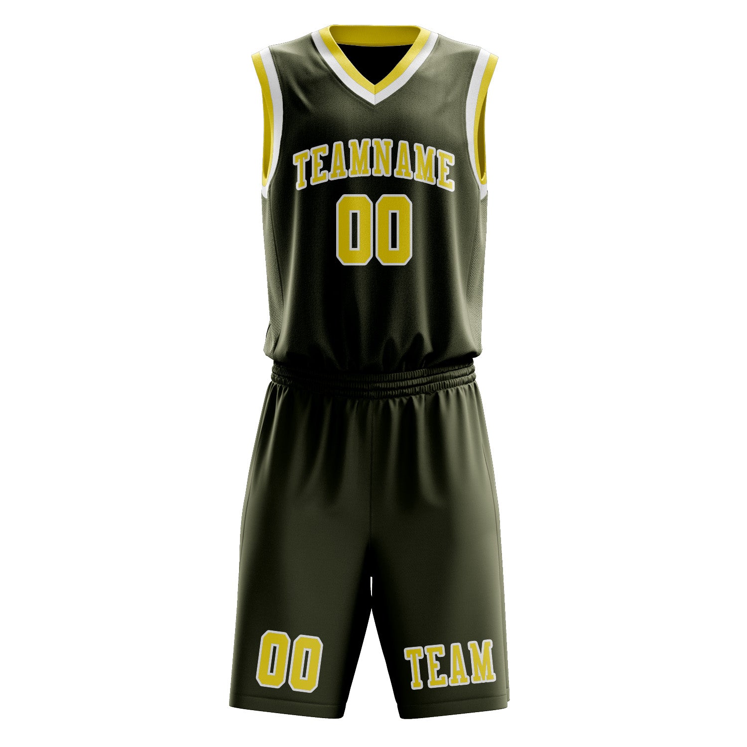 Custom Olive Light Yellow Basketball Set