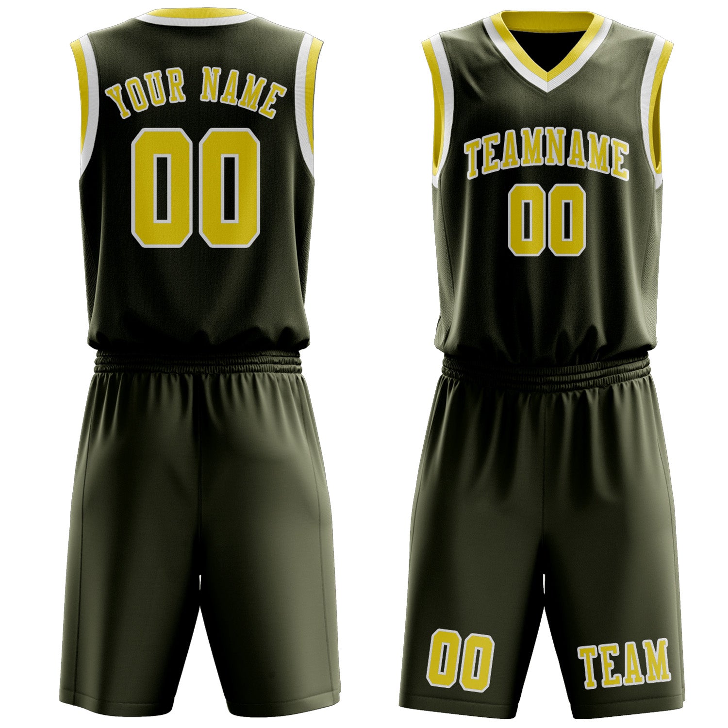 Custom Olive Light Yellow Basketball Set