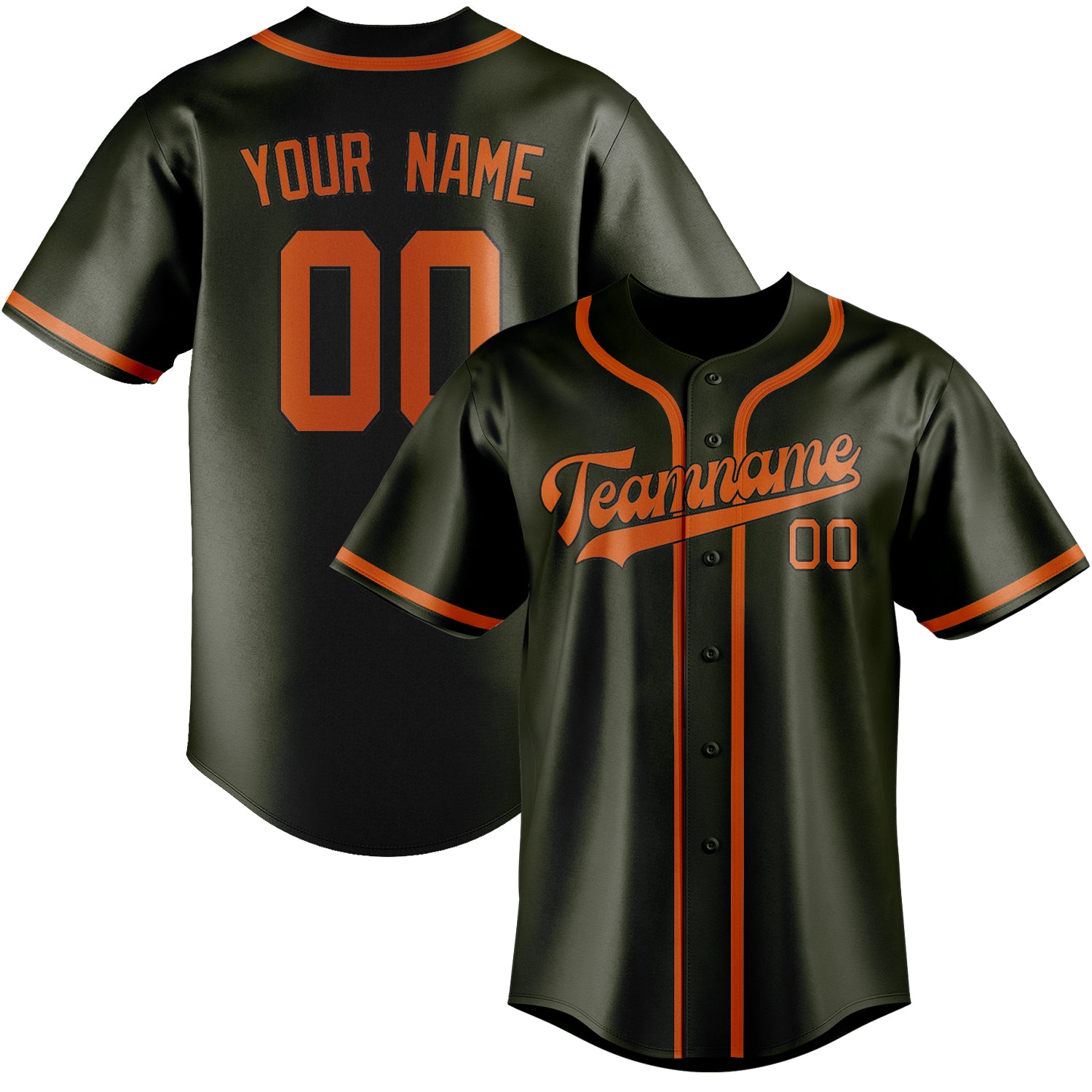 Custom Olive Orange Baseball Jersey