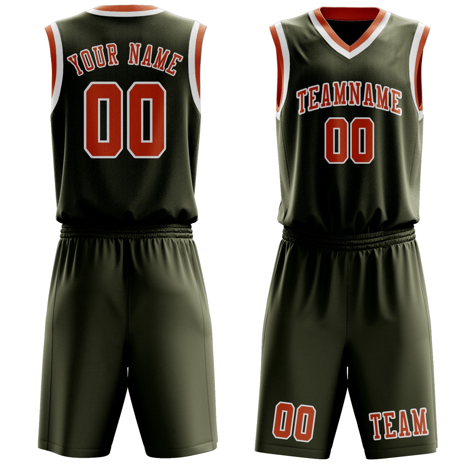 Custom Olive Orange Basketball Set