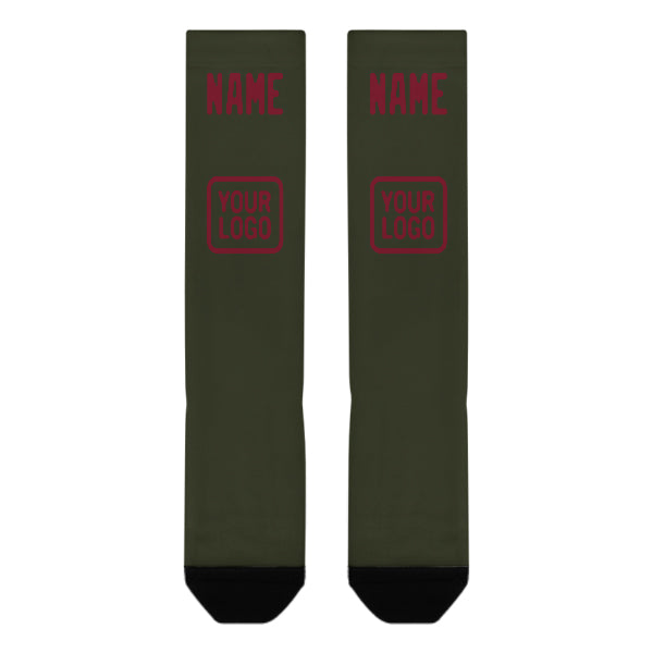 Custom Olive Crimson Red Knee-High Sock