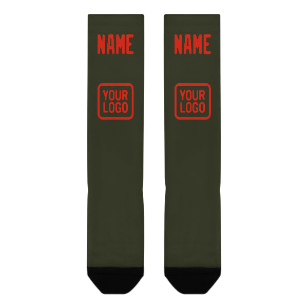 Custom Olive Orange Red Knee-High Sock