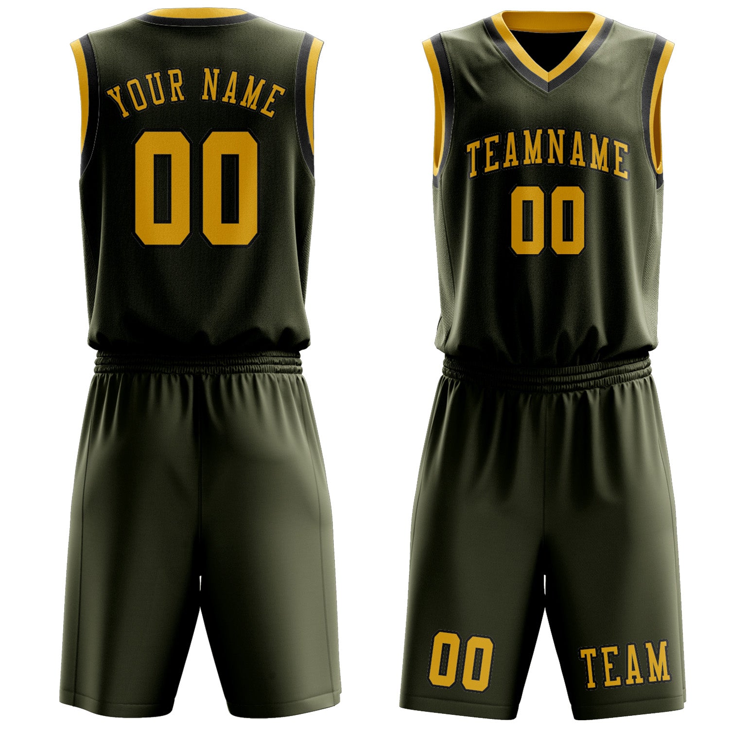 Custom Olive Gold Basketball Set