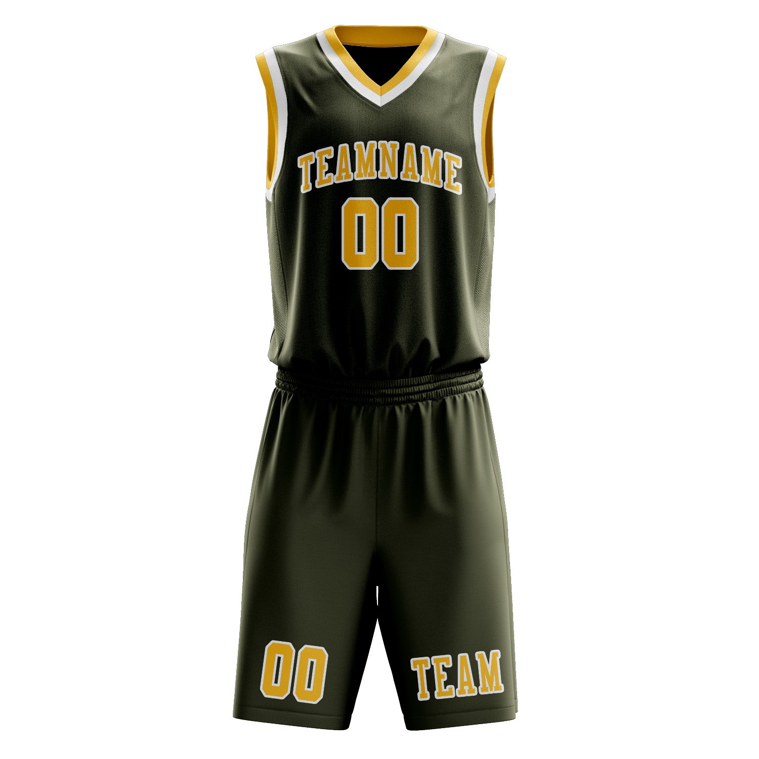 Custom Olive Gold Basketball Set