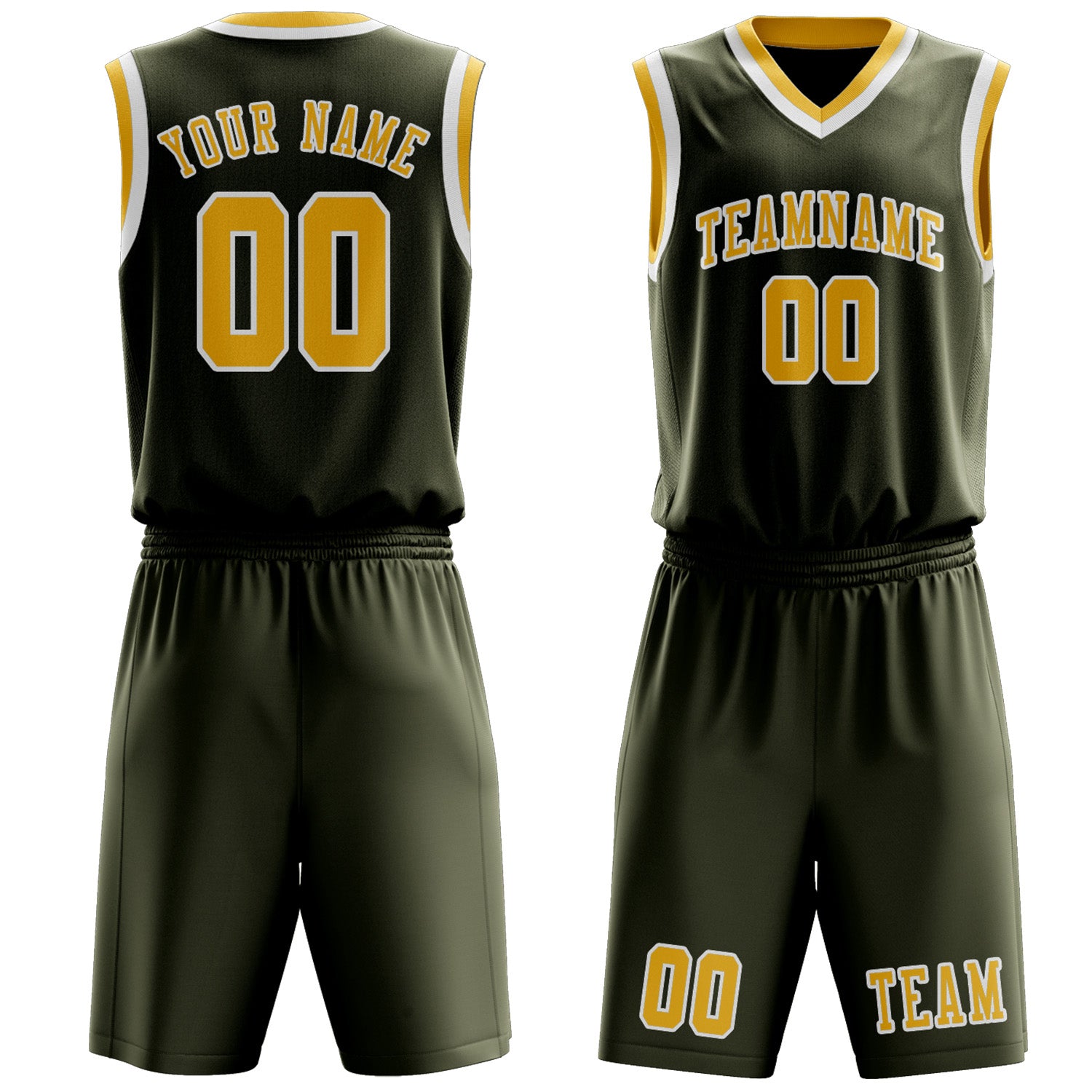 Custom Olive Gold Basketball Set