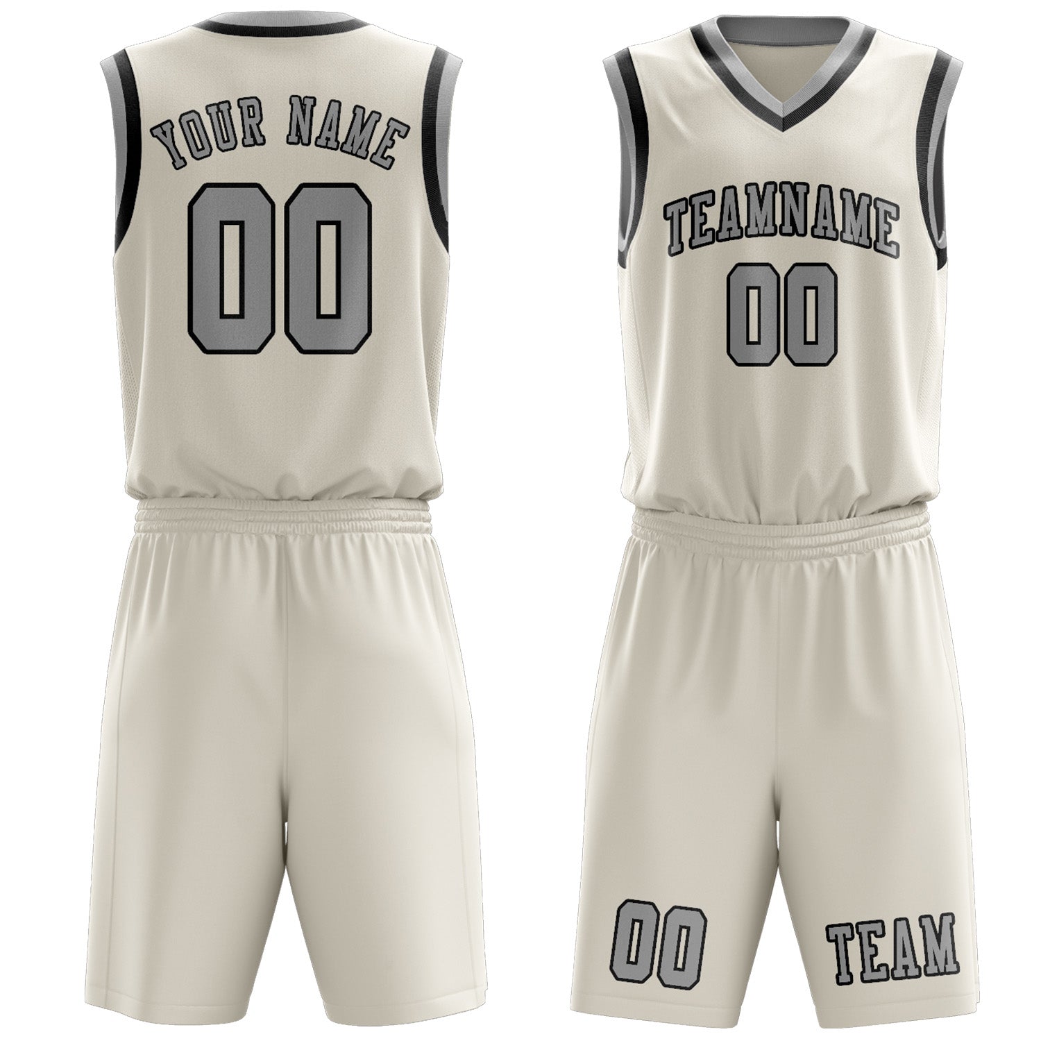 Custom Cream Gray Basketball Set