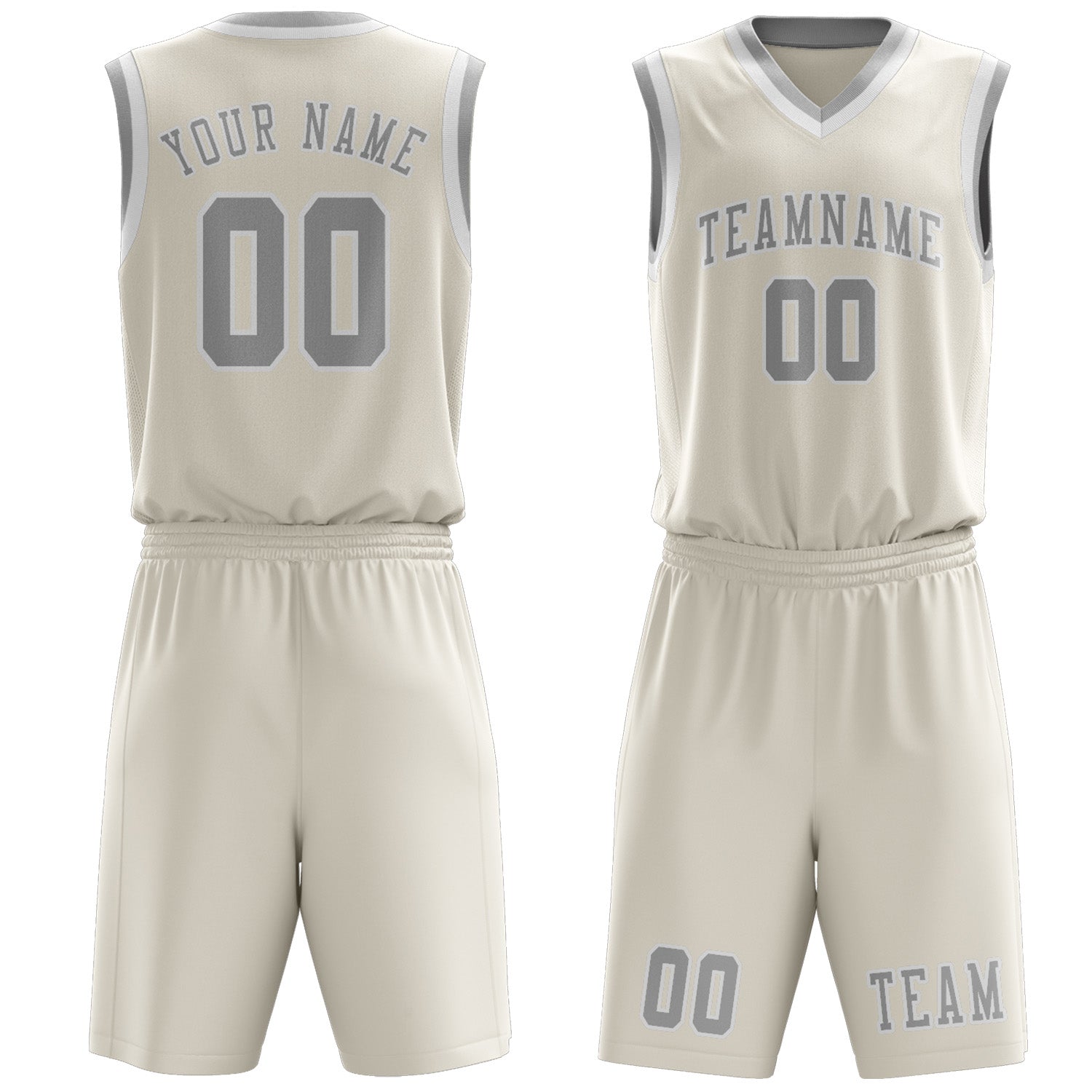 Custom Cream Gray Basketball Set