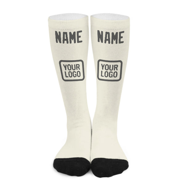 Custom Cream Dark Grey Knee-High Sock