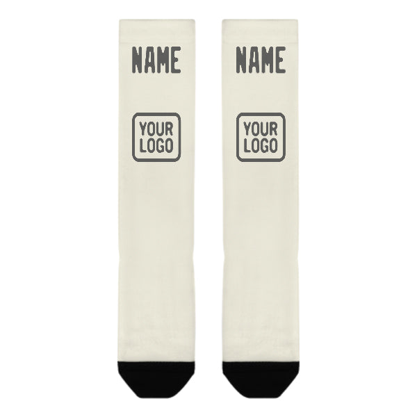 Custom Cream Dark Grey Knee-High Sock