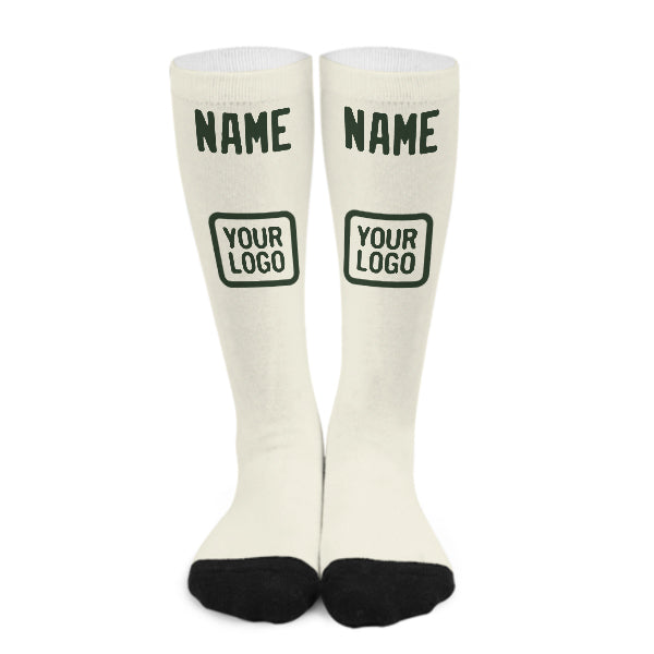 Custom Cream Dark Green Knee-High Sock