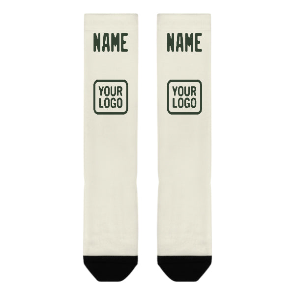 Custom Cream Dark Green Knee-High Sock