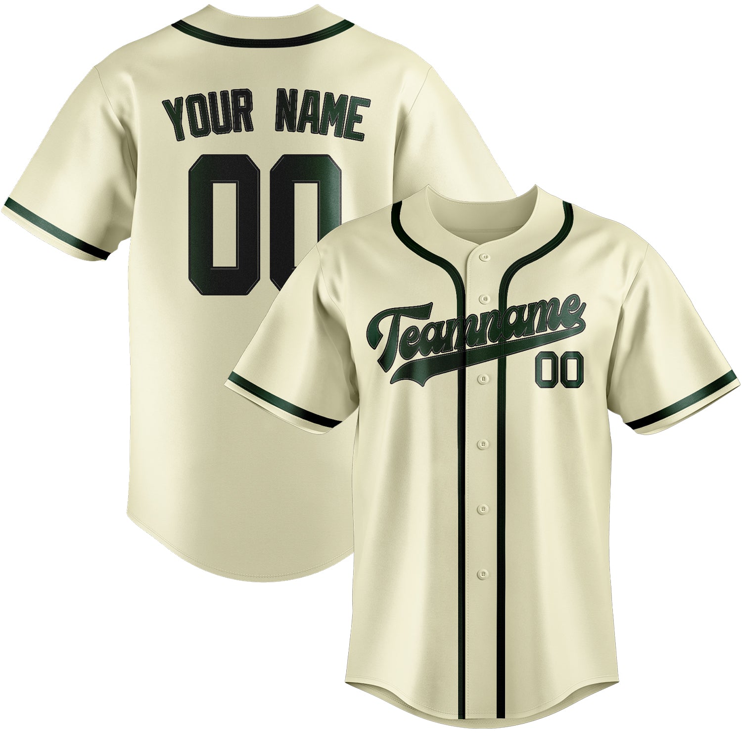 Custom Cream Green Baseball Jersey