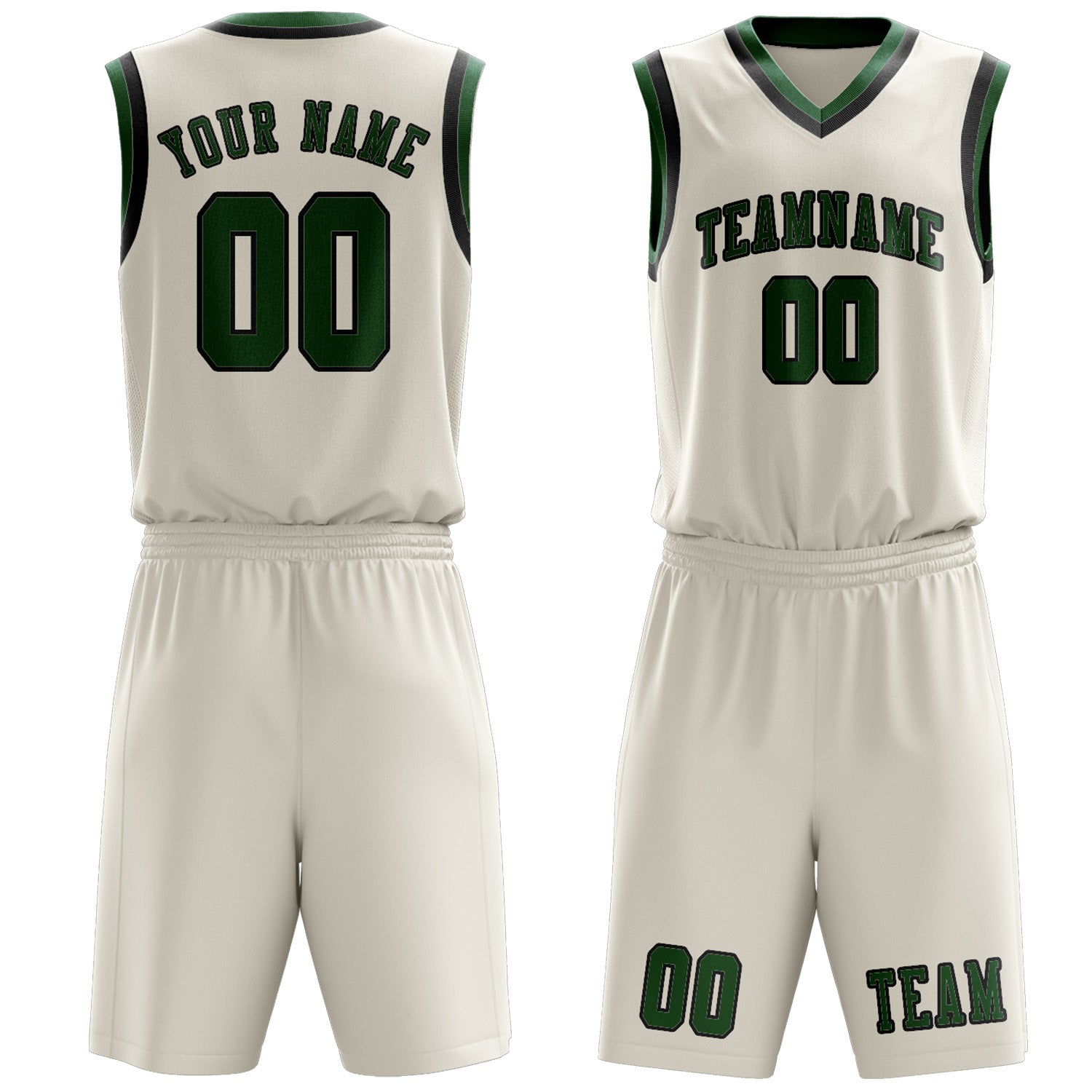 Custom Cream Green Basketball Set
