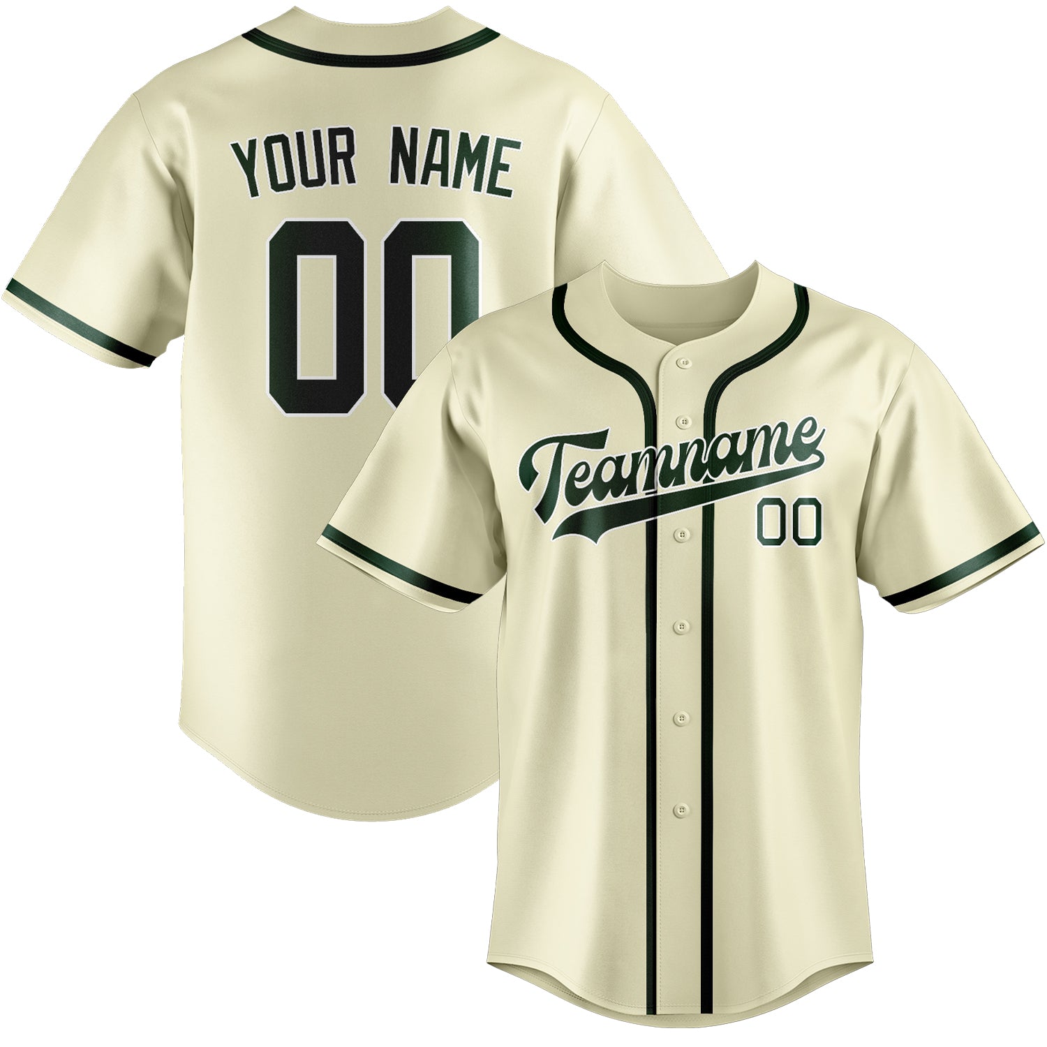 Custom Cream Green Baseball Jersey