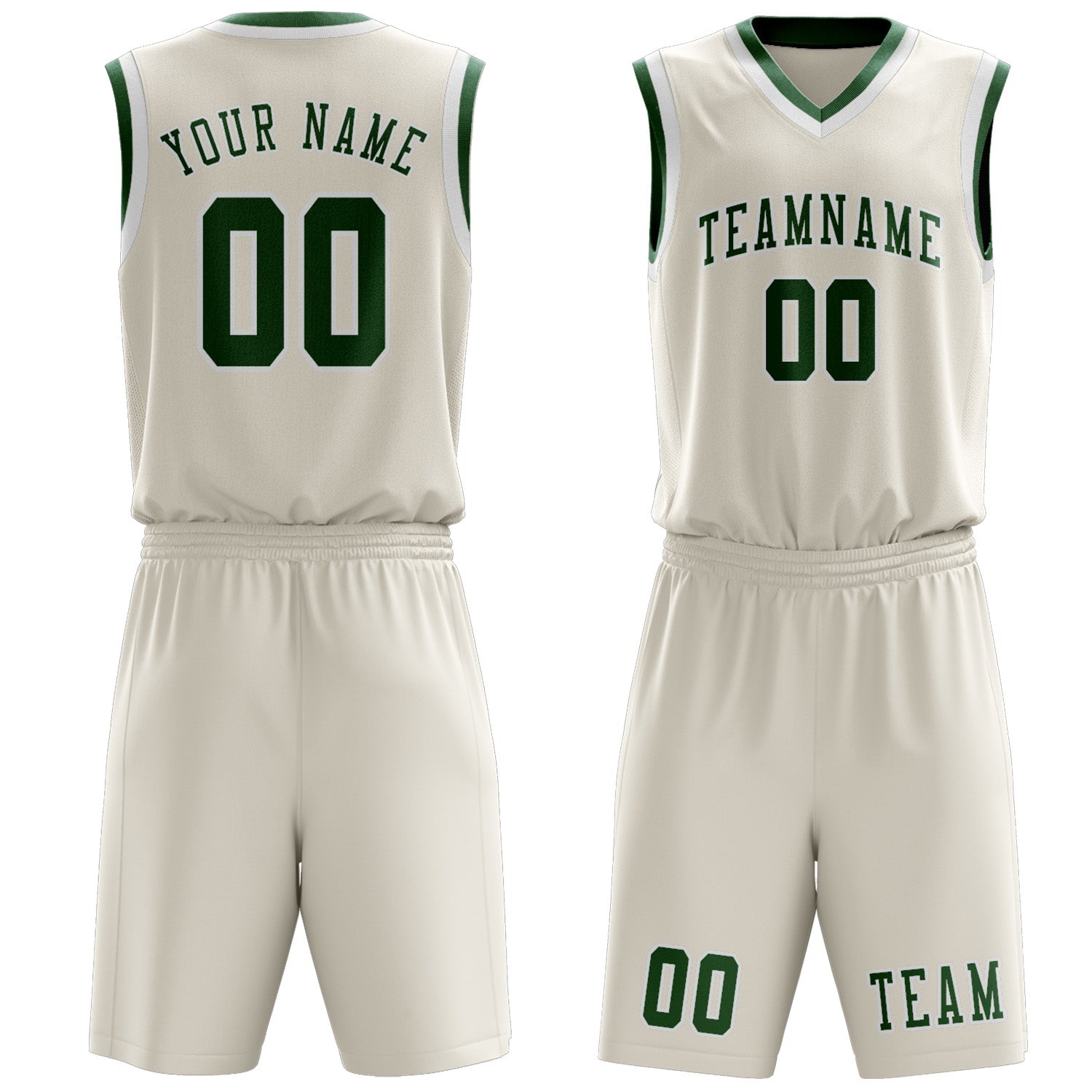 Custom Cream Green Basketball Set