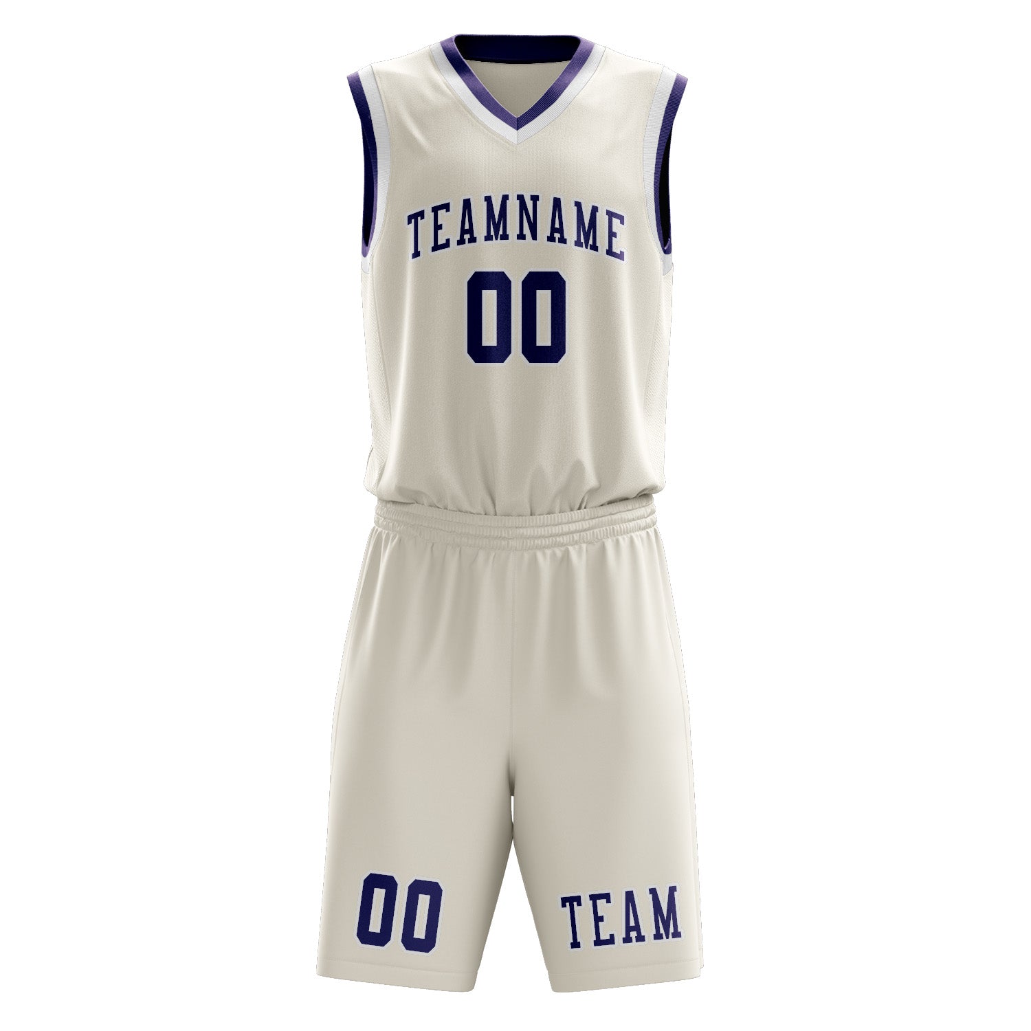 Custom Cream Purple Basketball Set
