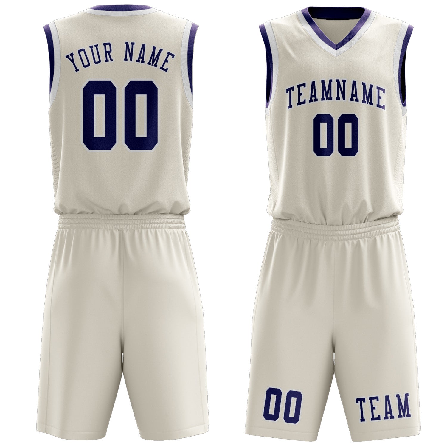 Custom Cream Purple Basketball Set