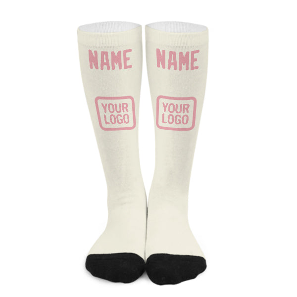 Custom Cream Light Pink Knee-High Sock