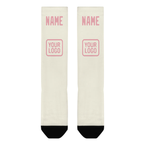 Custom Cream Light Pink Knee-High Sock