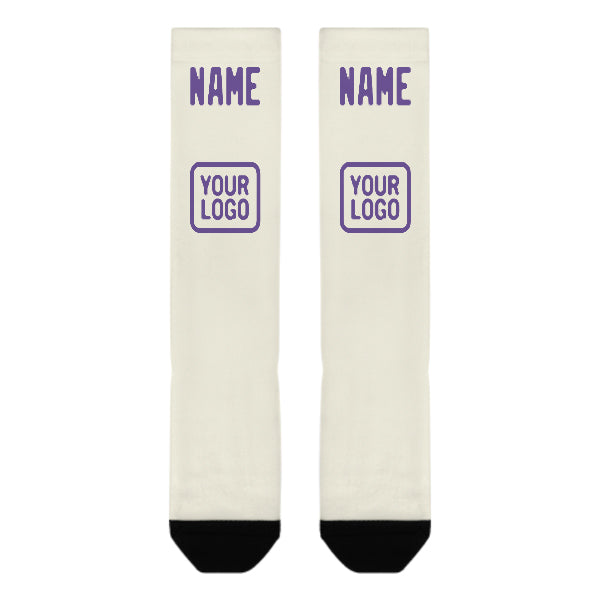Custom Cream Light Purple Knee-High Sock