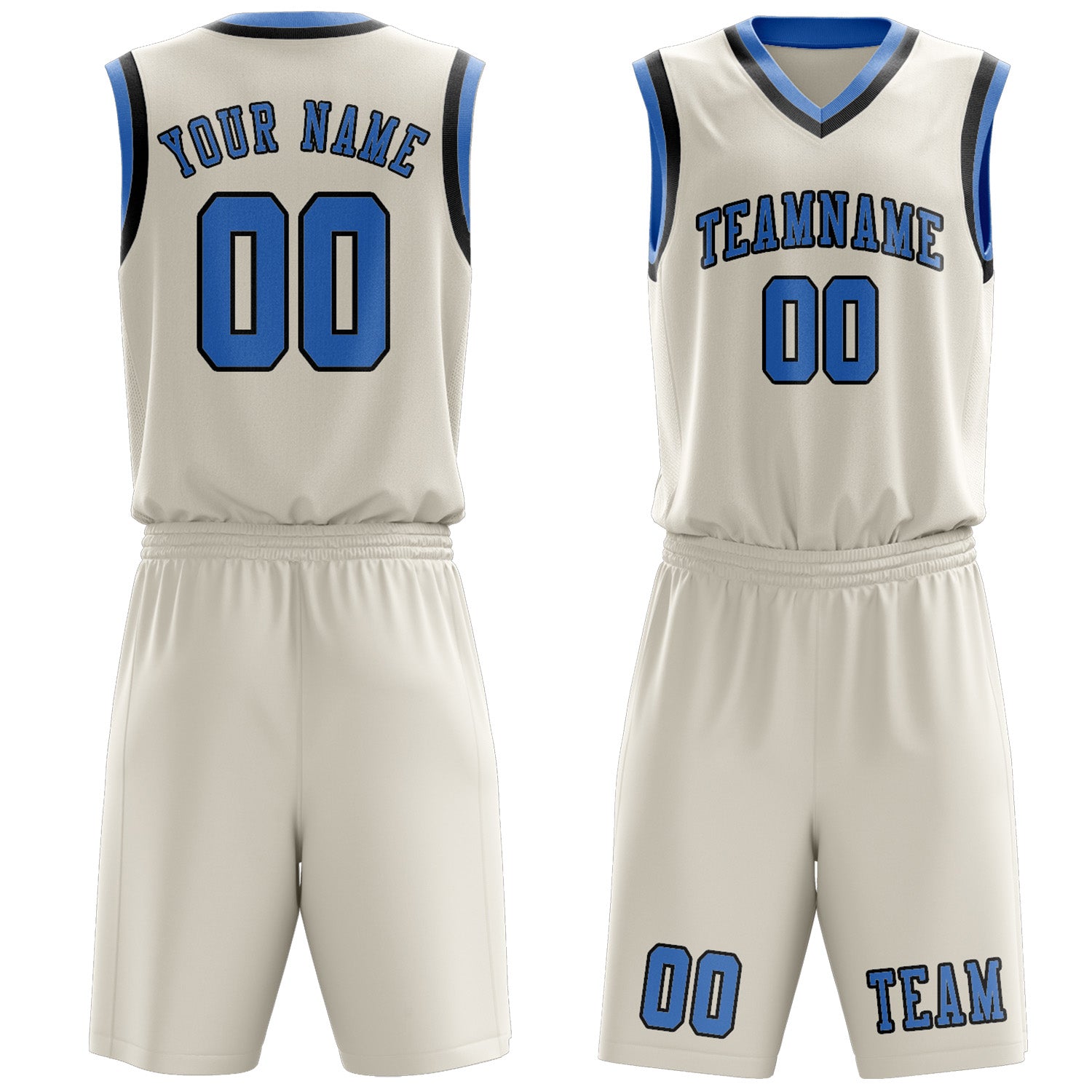 Custom Cream Light Blue Basketball Set