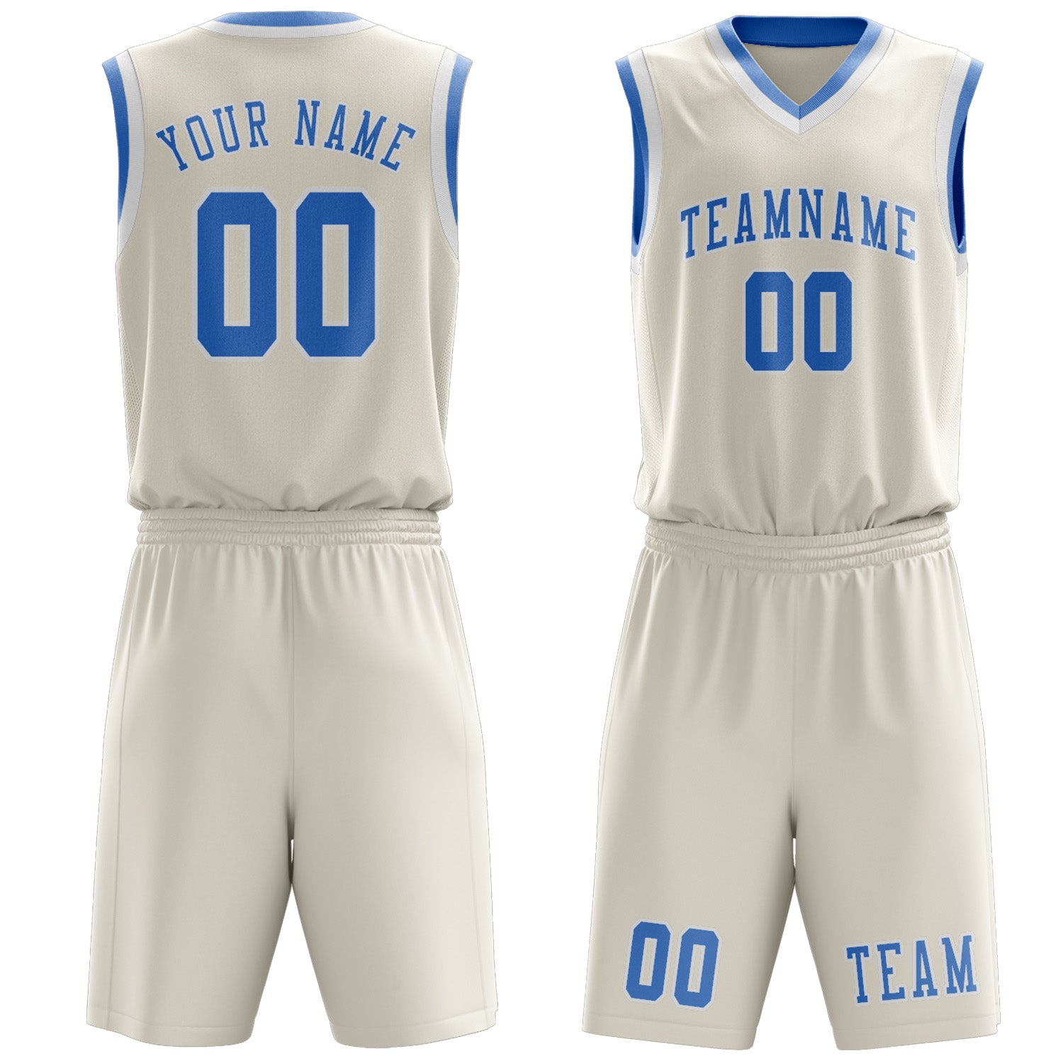 Custom Cream Light Blue Basketball Set