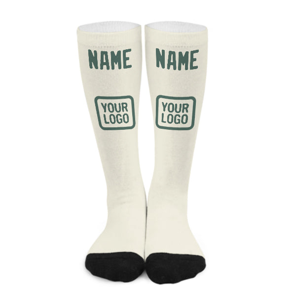 Custom Cream Blue Green Knee-High Sock