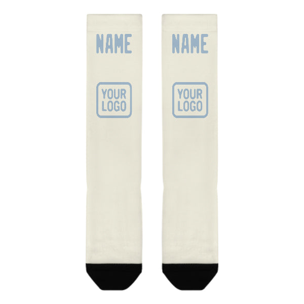 Custom Cream Light Blue Knee-High Sock