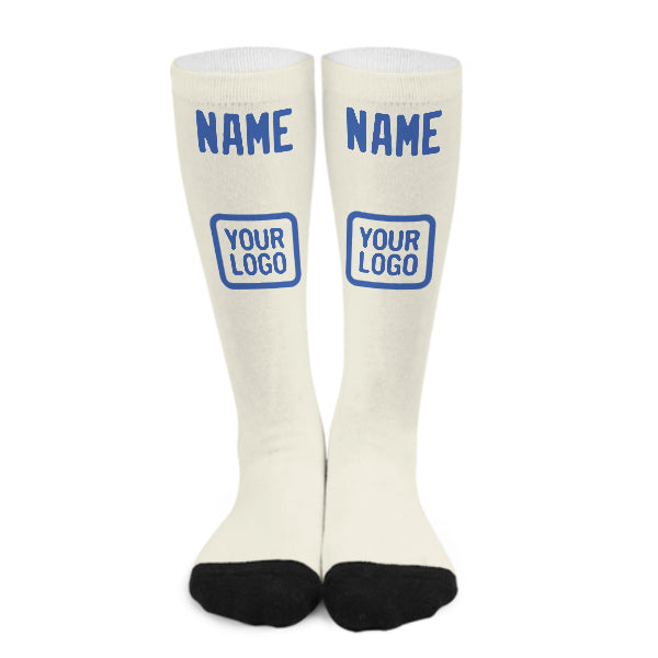 Custom Cream Sky Blue Knee-High Sock
