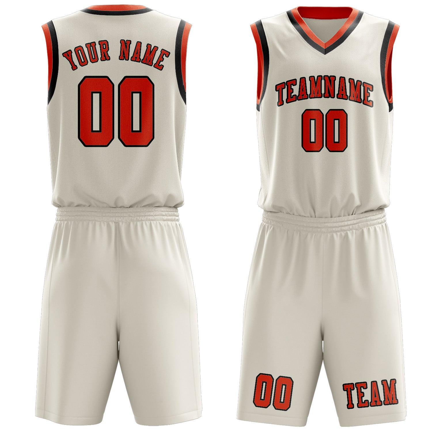 Custom Cream Orange Red Basketball Set