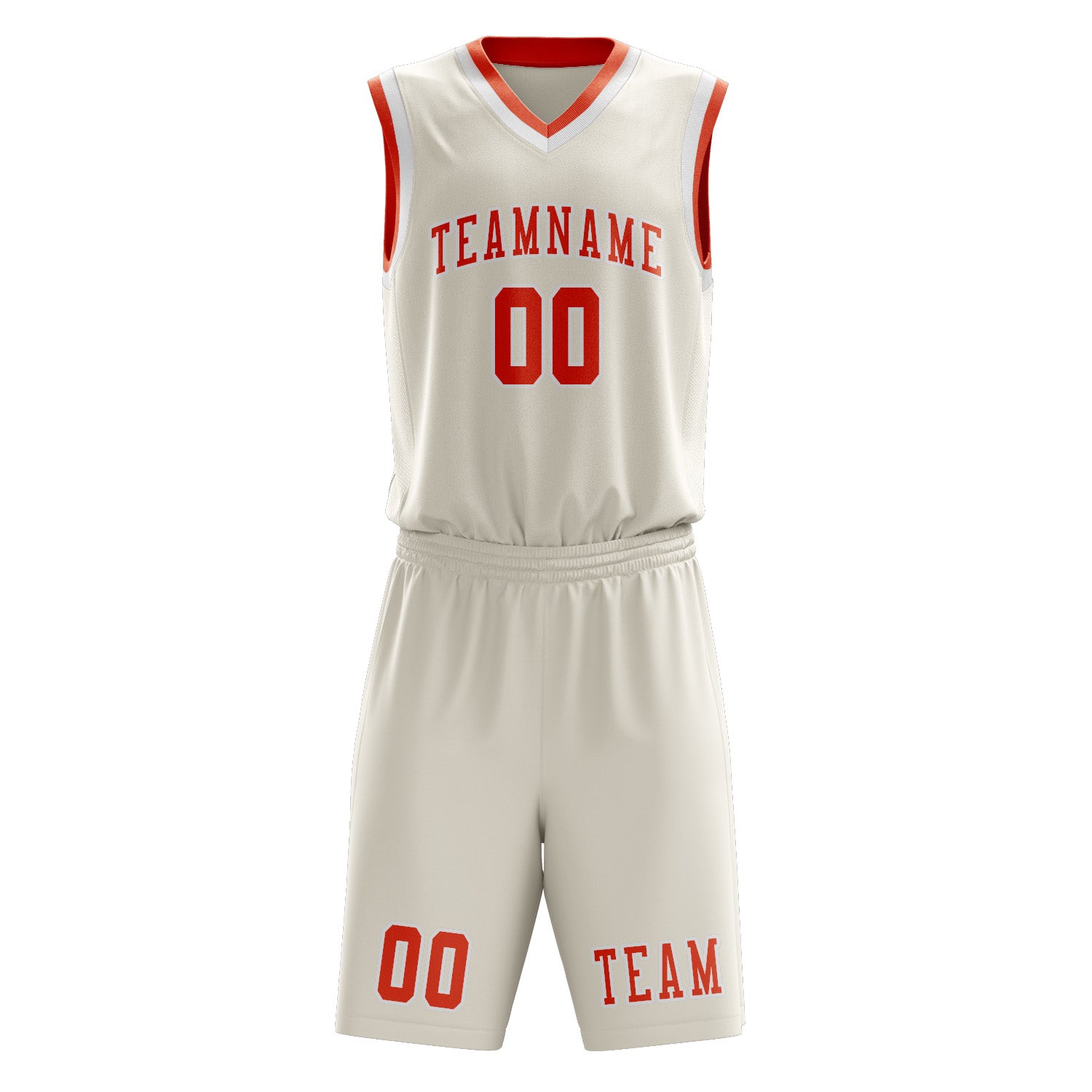 Custom Cream Orange Red Basketball Set