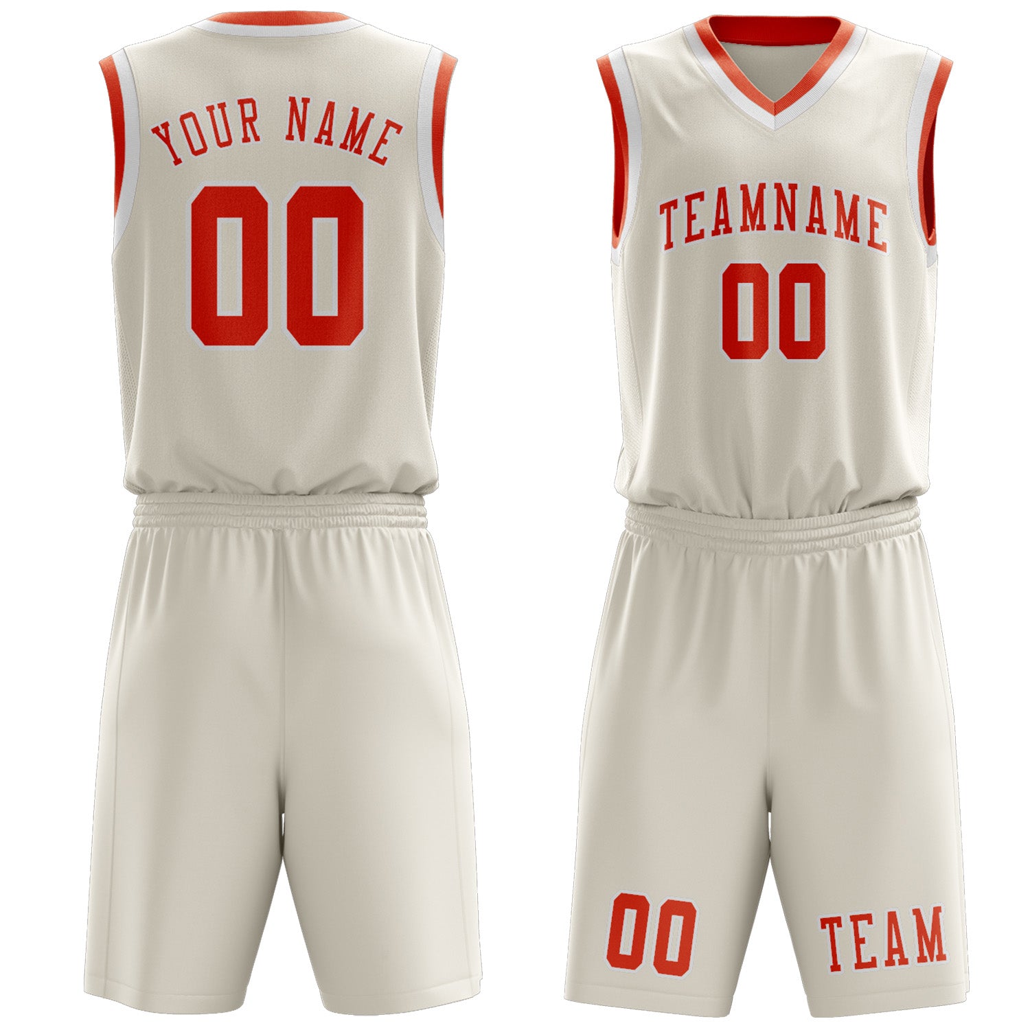 Custom Cream Orange Red Basketball Set