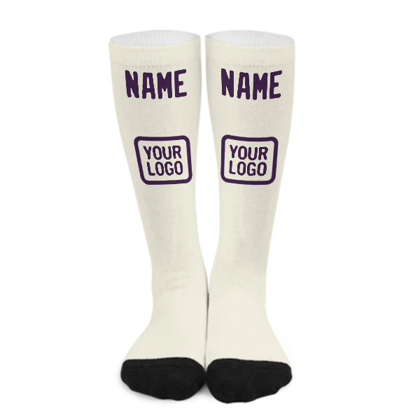 Custom Cream Purple Knee-High Sock