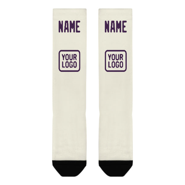 Custom Cream Purple Knee-High Sock