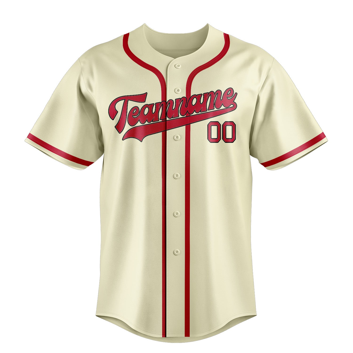 Custom Cream Red Baseball Jersey