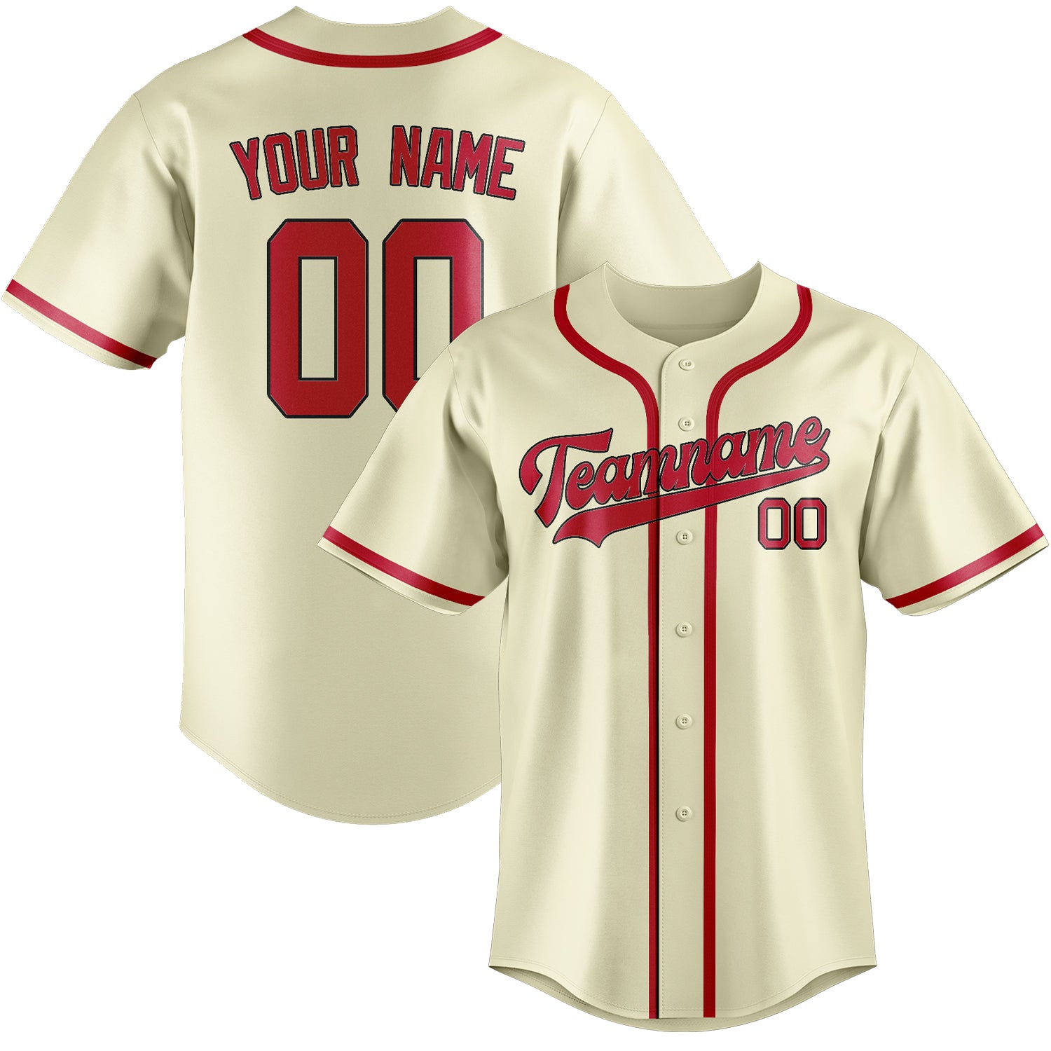 Custom Cream Red Baseball Jersey