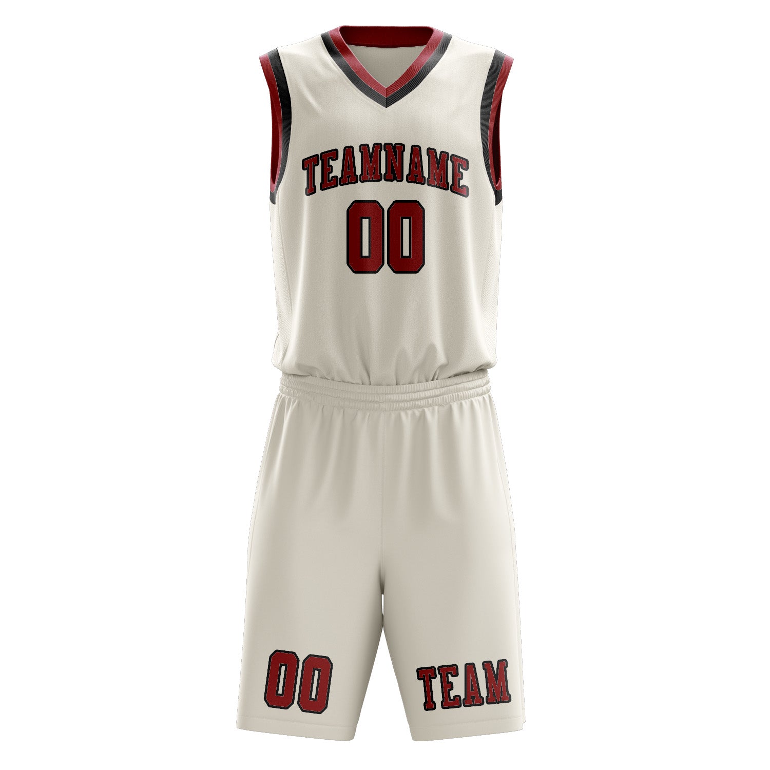 Custom Cream Red Basketball Set