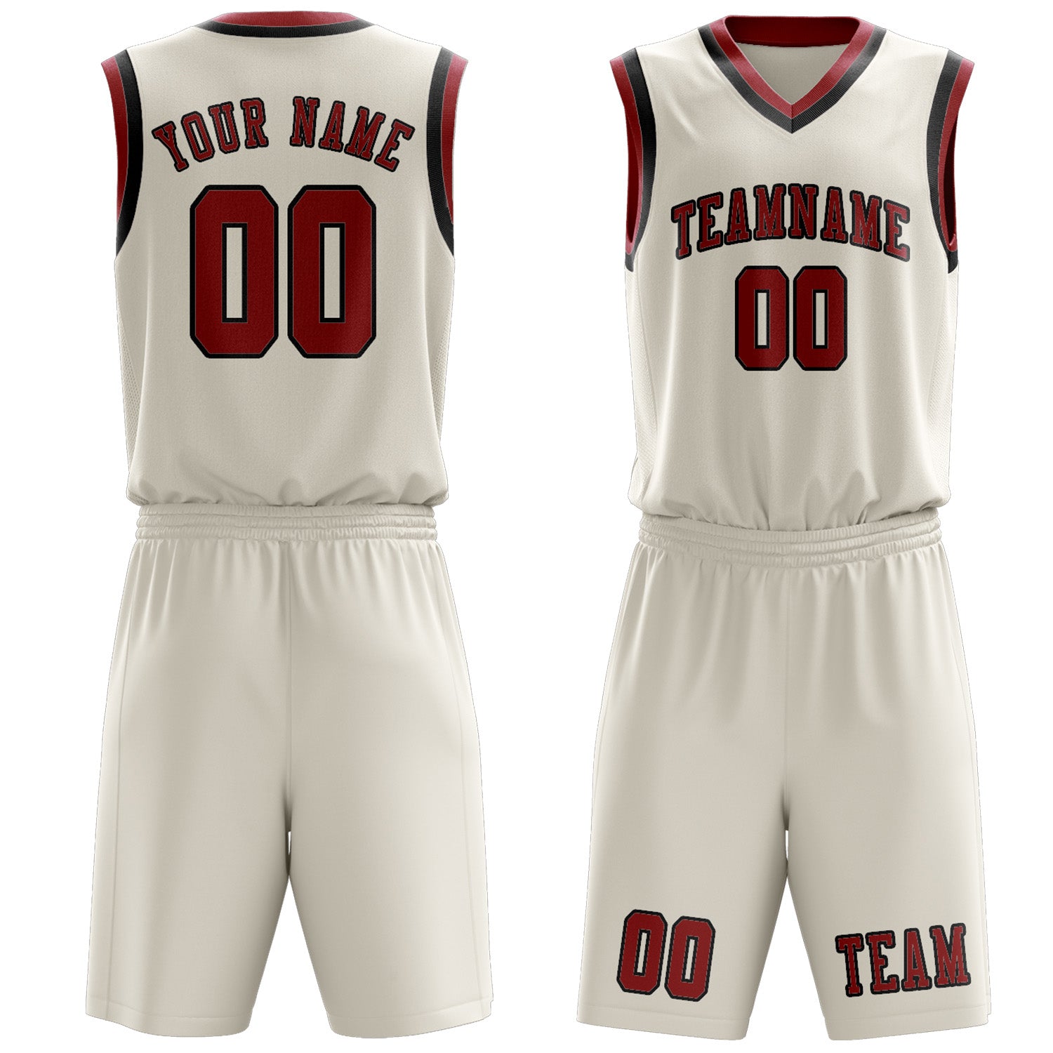 Custom Cream Red Basketball Set