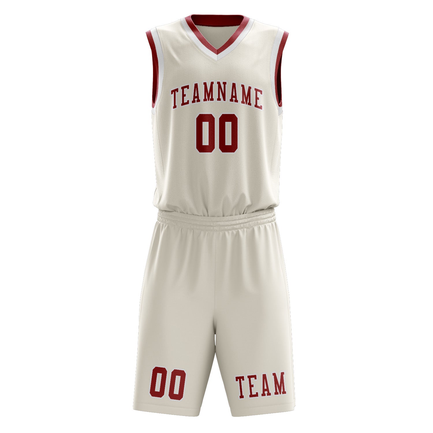 Custom Cream Red Basketball Set