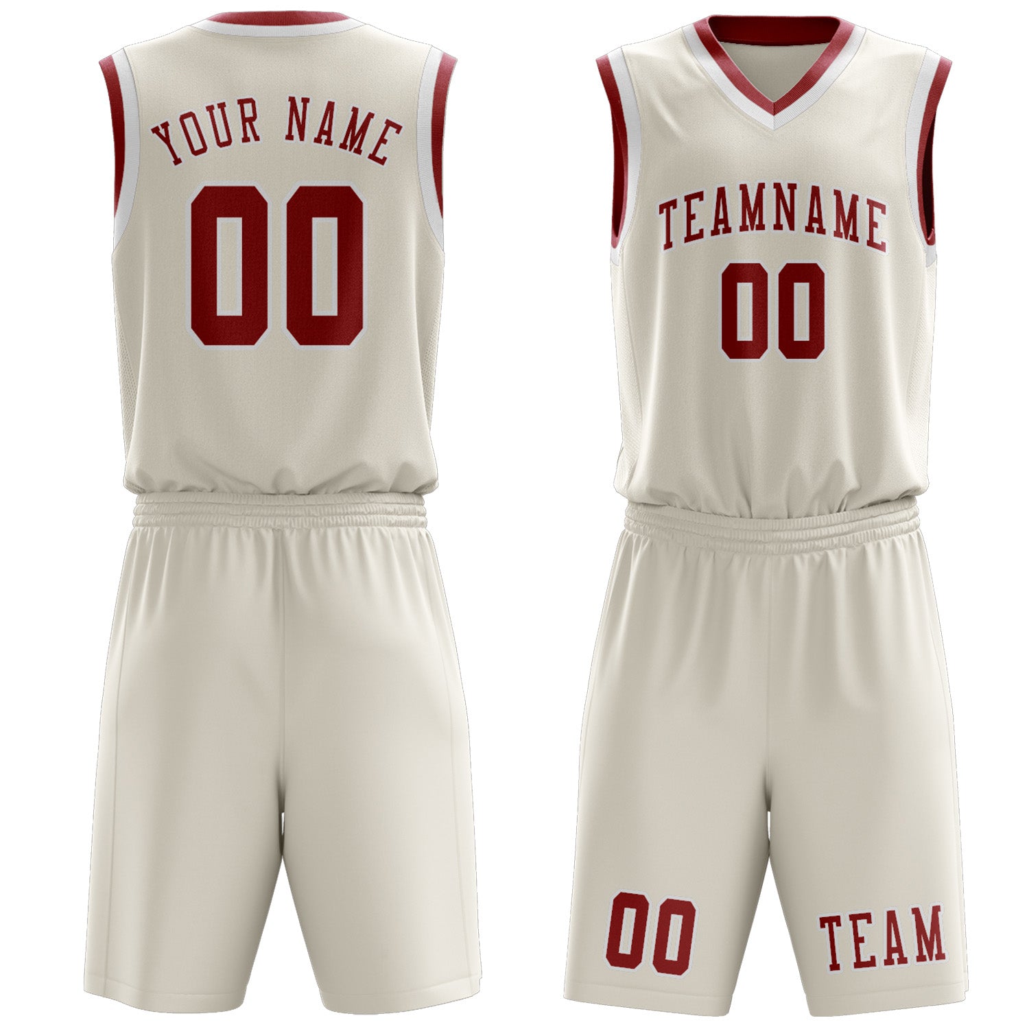 Custom Cream Red Basketball Set