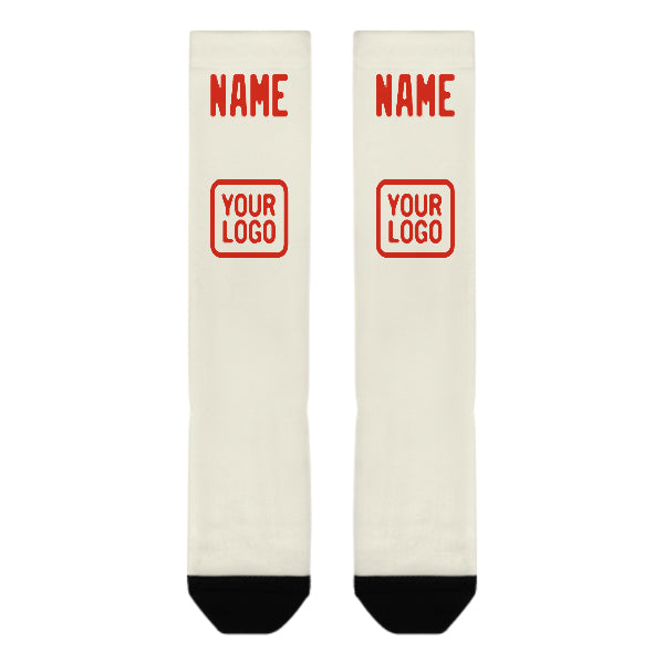 Custom Cream Orange Red Knee-High Sock