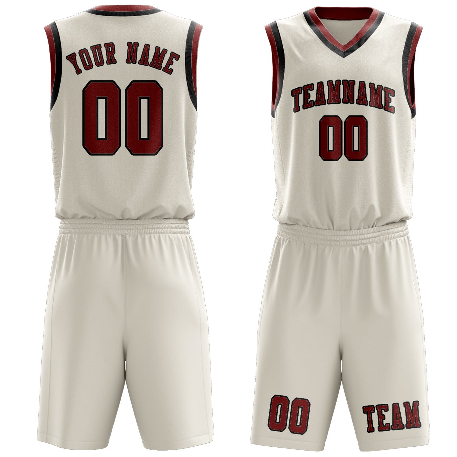 Custom Cream Coral Red Basketball Set