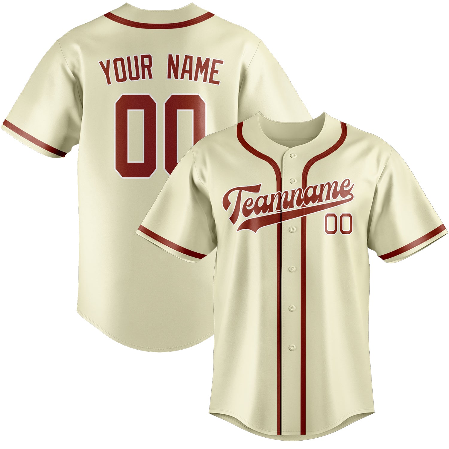 Custom Cream Coral Red Baseball Jersey