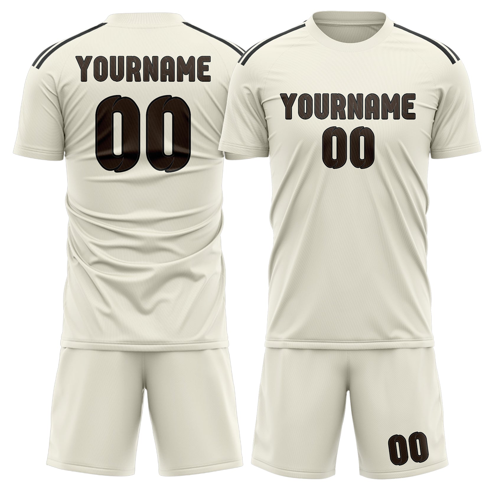 Custom Cream Brown Soccer Set