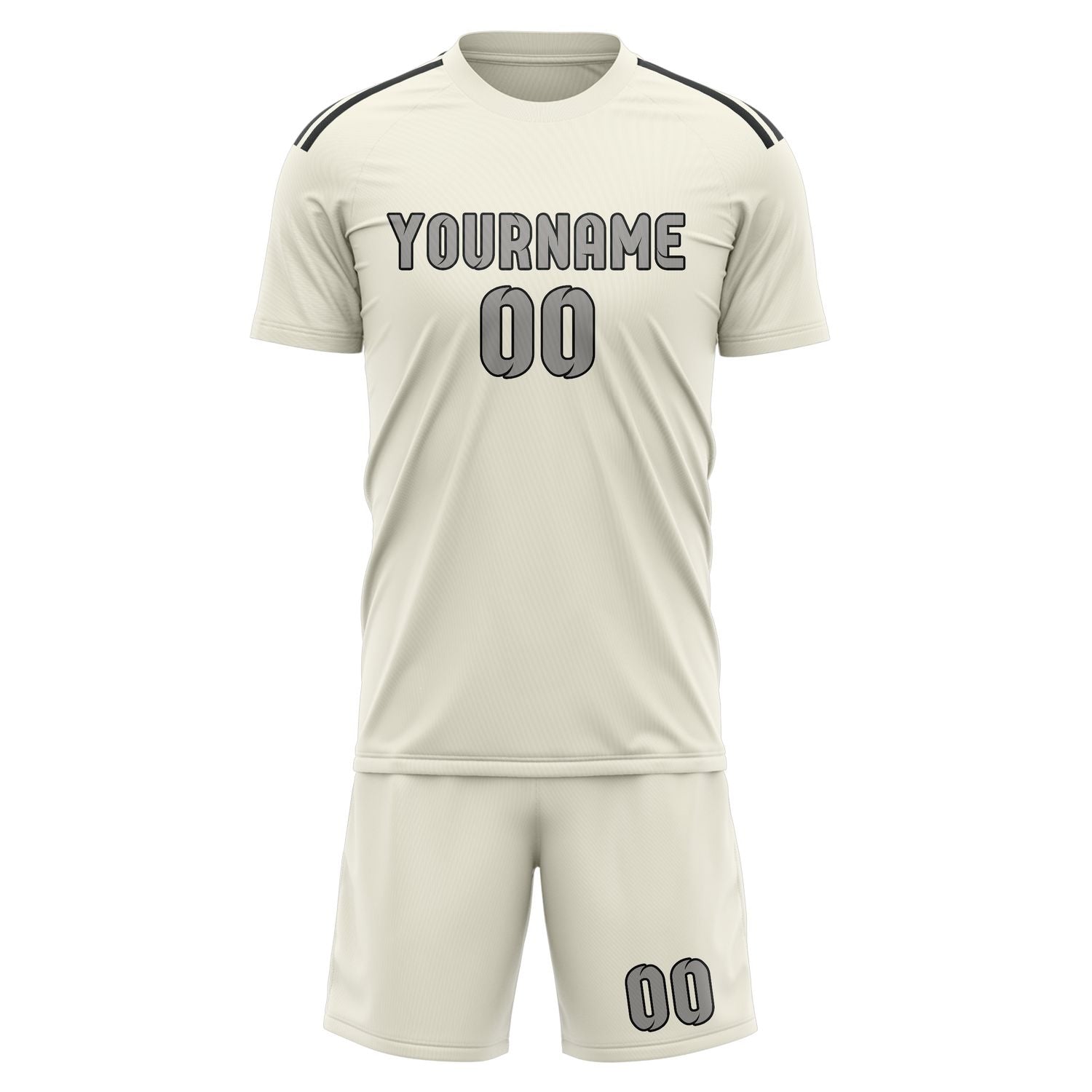 Custom Cream Gray Soccer Set