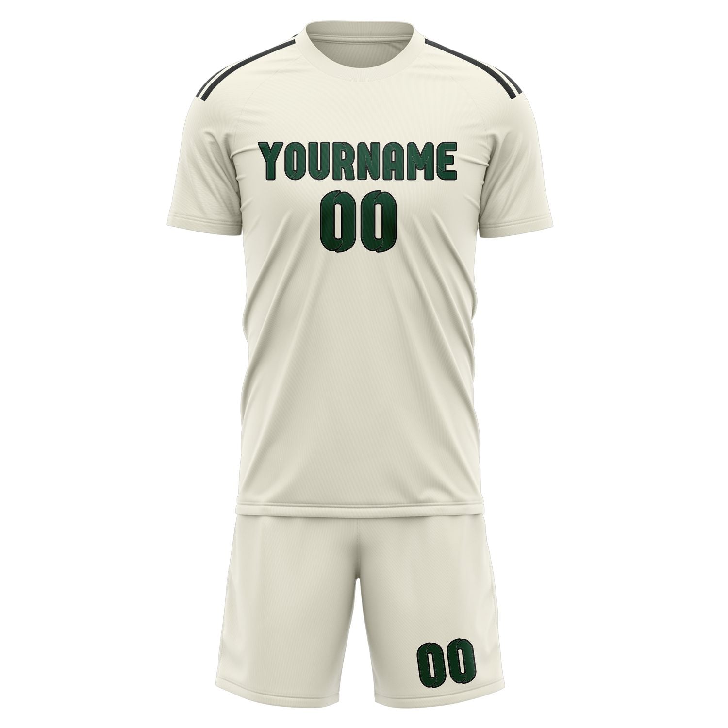 Custom Cream Green Soccer Set