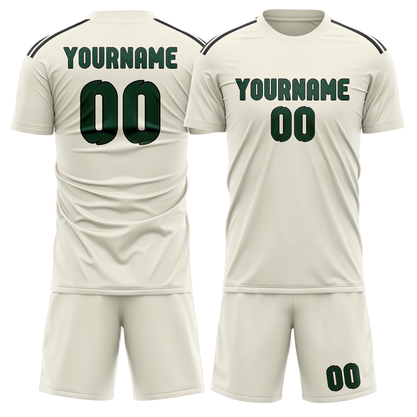 Custom Cream Green Soccer Set