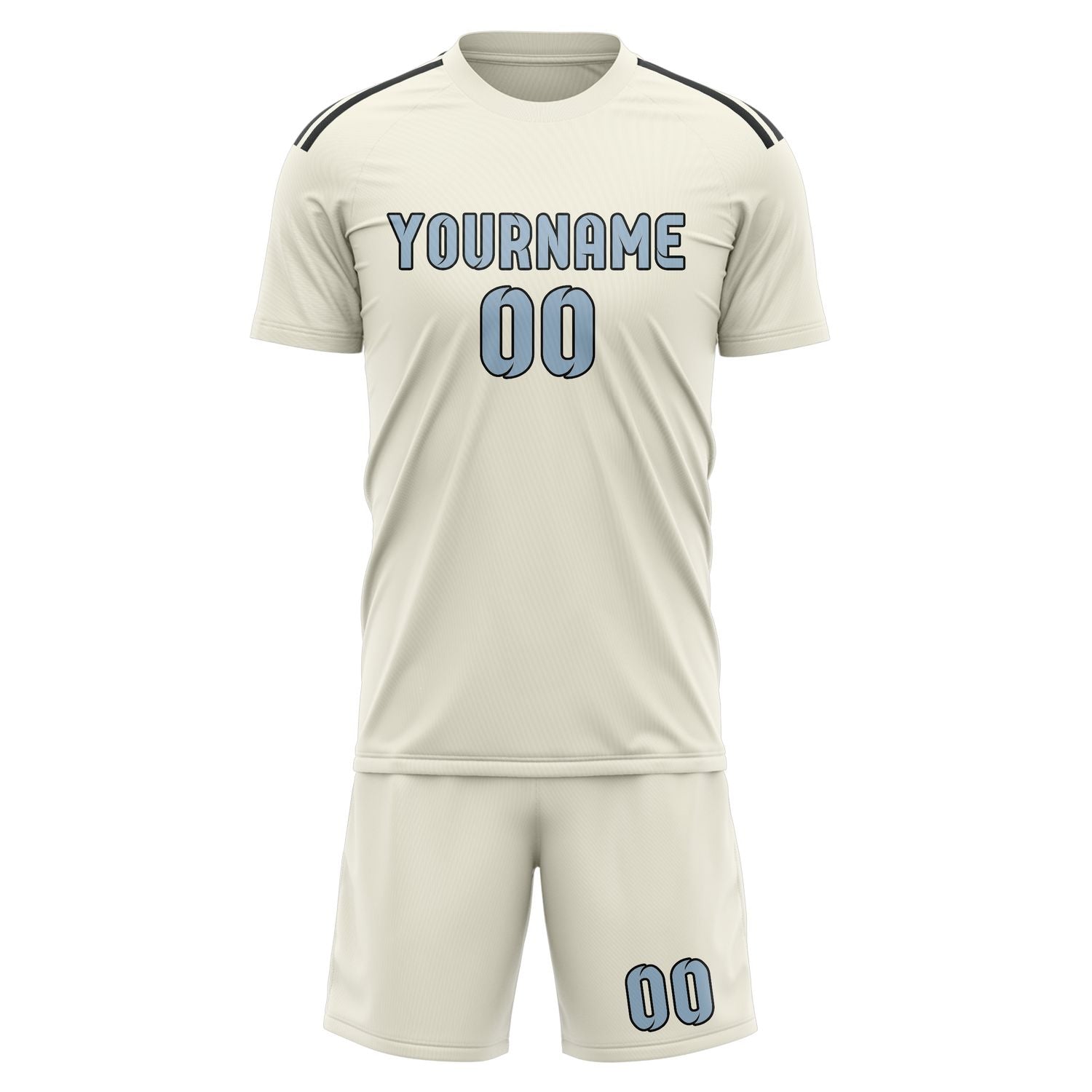 Custom Cream Light Blue Soccer Set